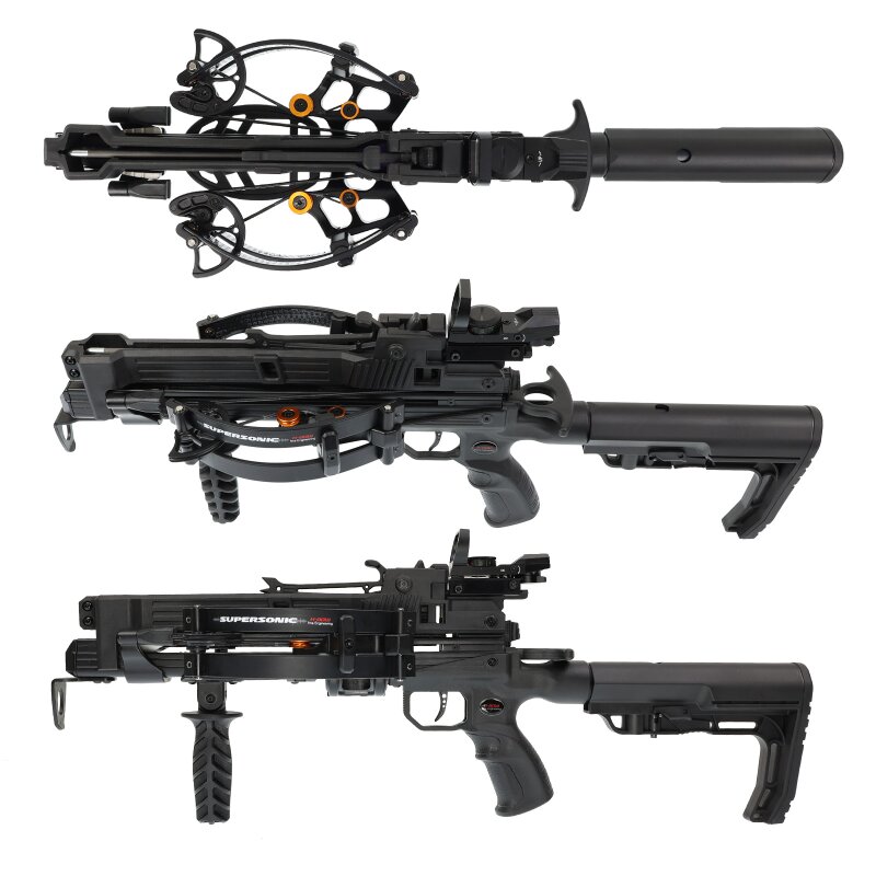 Pistolenarmbrust X-BOW FMA Supersonic REV TACTICAL XL - 120 lbs - Armbrust mit L-Schaft - inkl. Red Dot & Bolzen und 6 Schussmamagzin