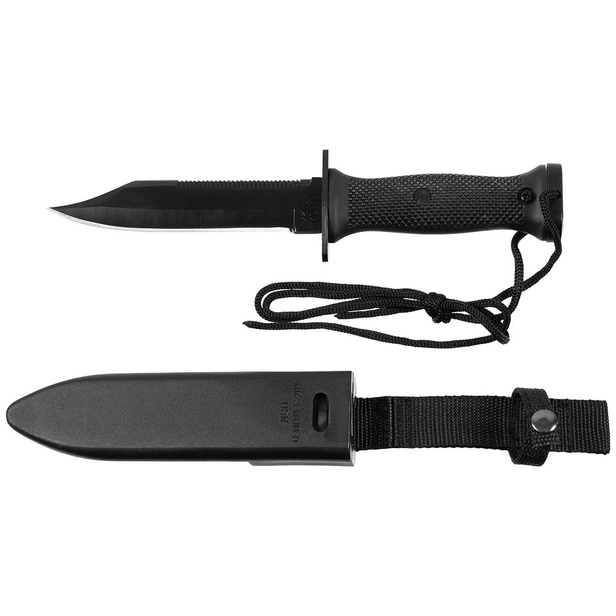 Messer MK3, schwarz, Kunststoffgriff, Scheide 