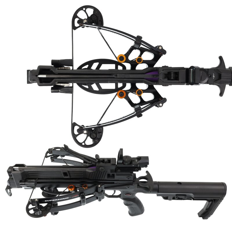 Pistolenarmbrust X-BOW FMA Supersonic REV TACTICAL XL - 120 lbs - Armbrust mit L-Schaft - inkl. Red Dot & Bolzen und 6 Schussmamagzin